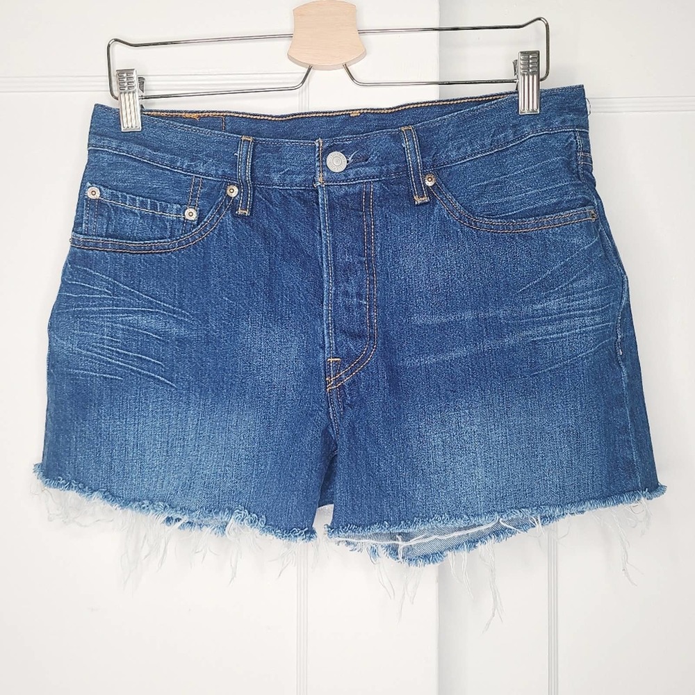 Levi's 501 Original High Rise Cut Off Denim Shorts - Picture 2 of 5